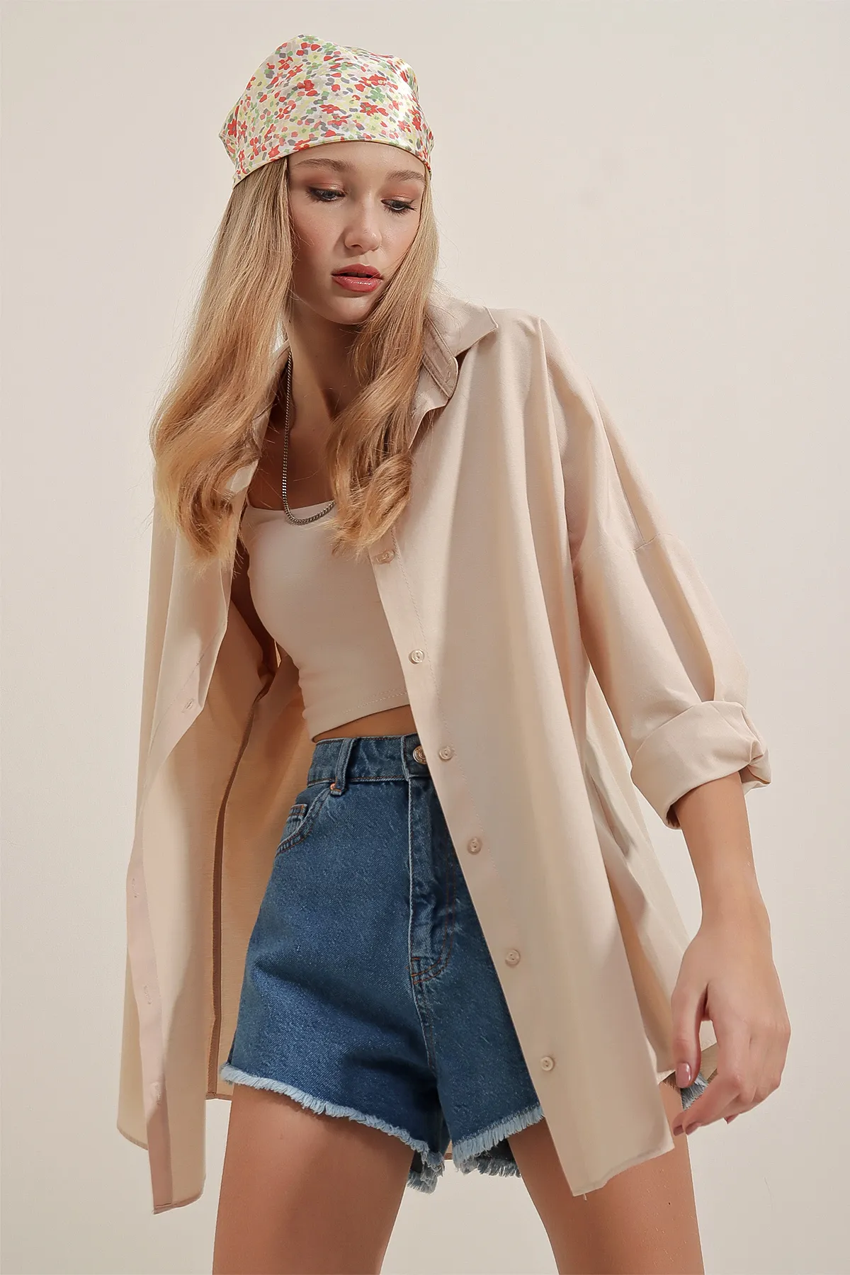 Bigdart  3900 Oversize-Lang-Basic-Hemd – Creme