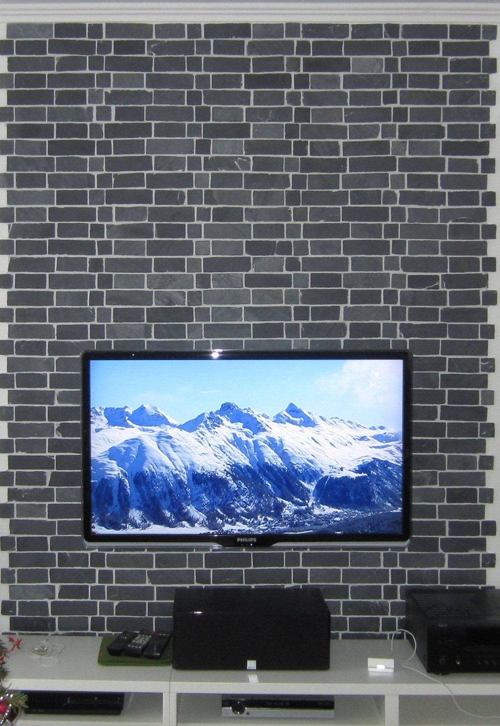 Mosani Mosaikfliesen Schiefer Mosaik Fliese Naturstein Brick anthrazit Black Jack Küche