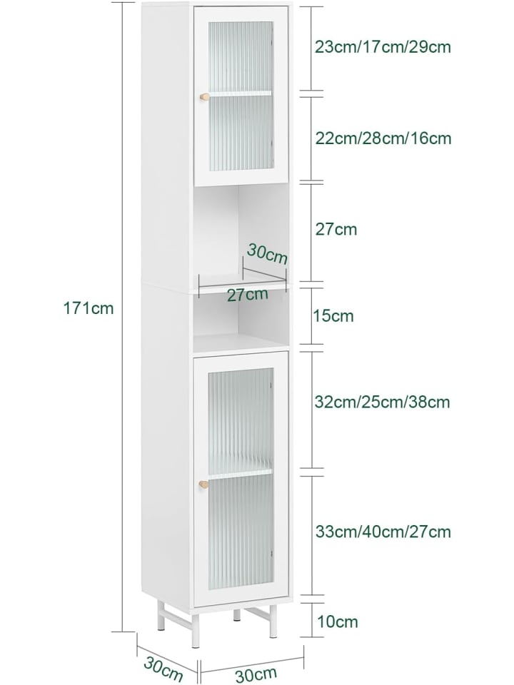 SoBuy Hochschrank in Weiß - (B)30 x (H)171 x (T)30cm günstig kaufen onesize