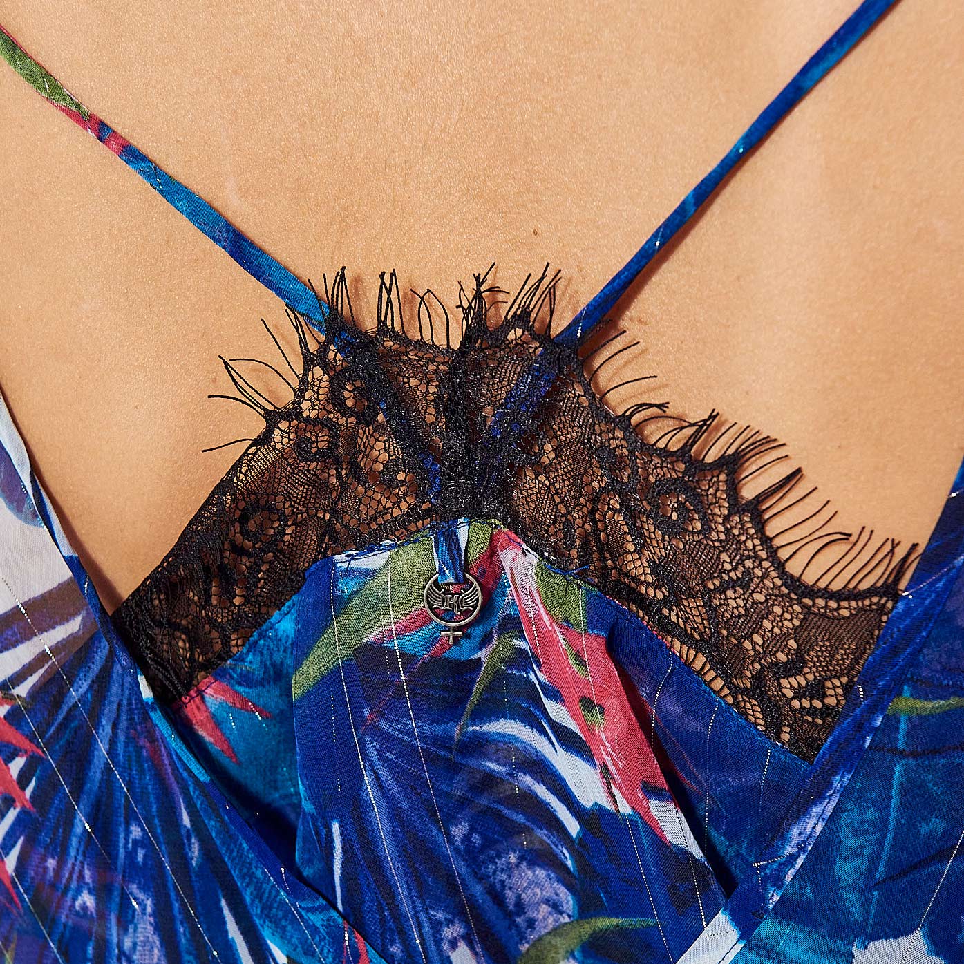 BAILE  Robe longue fleurie bleue Femme en 100% polyester recyclé