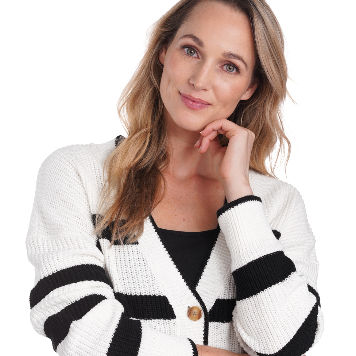 Damen Strickjacke mit Blockstreifen