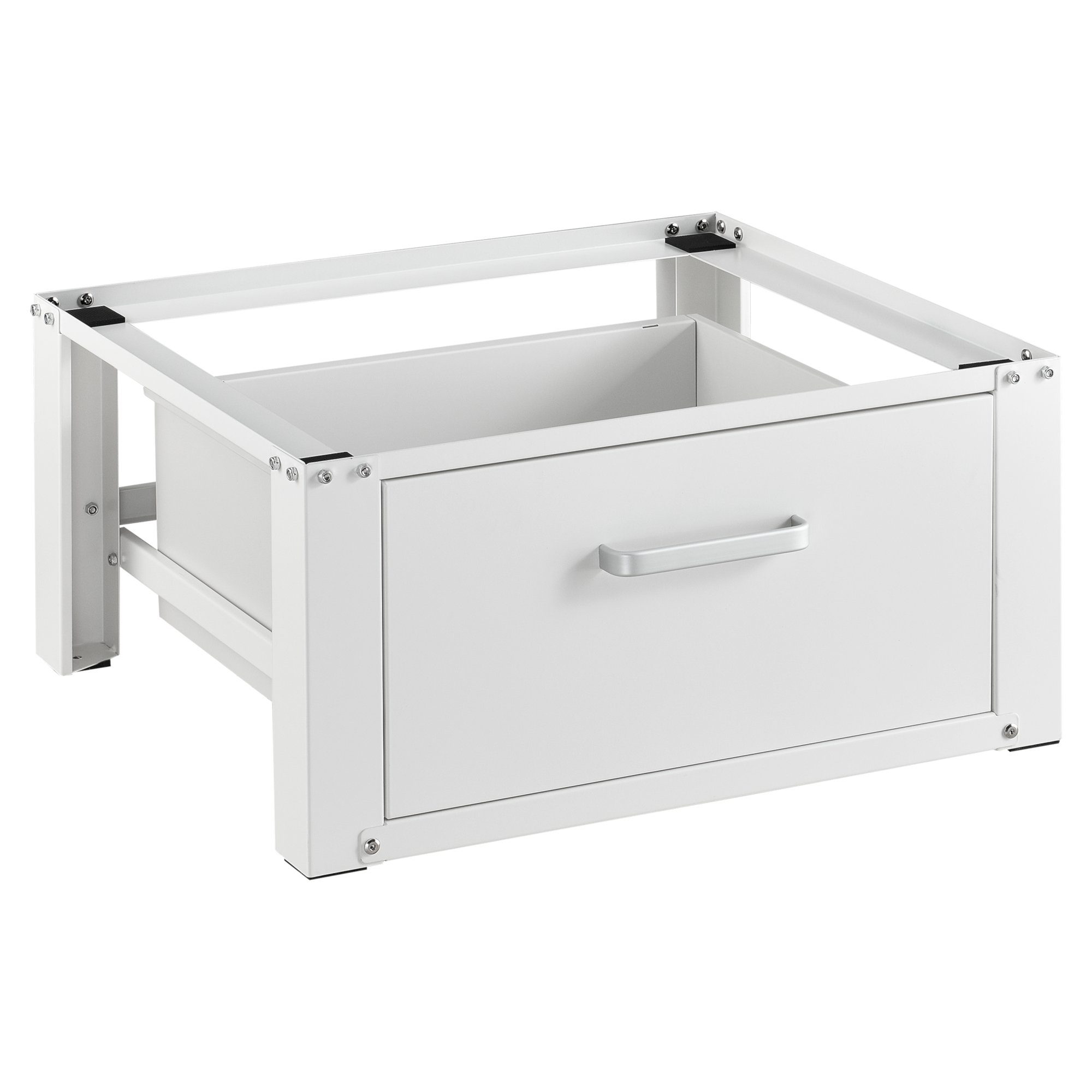 en.casa Unterschrank Comfortixx Waschmaschinen-Sockel mit Schublade Stahl Max. 150 kg