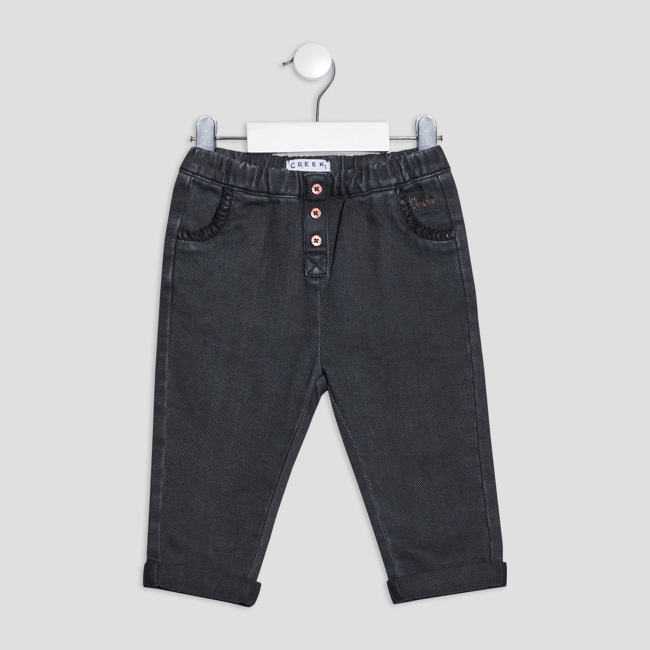 Pantalon slim taille élastiquée gris foncé bébé fille | La Halle