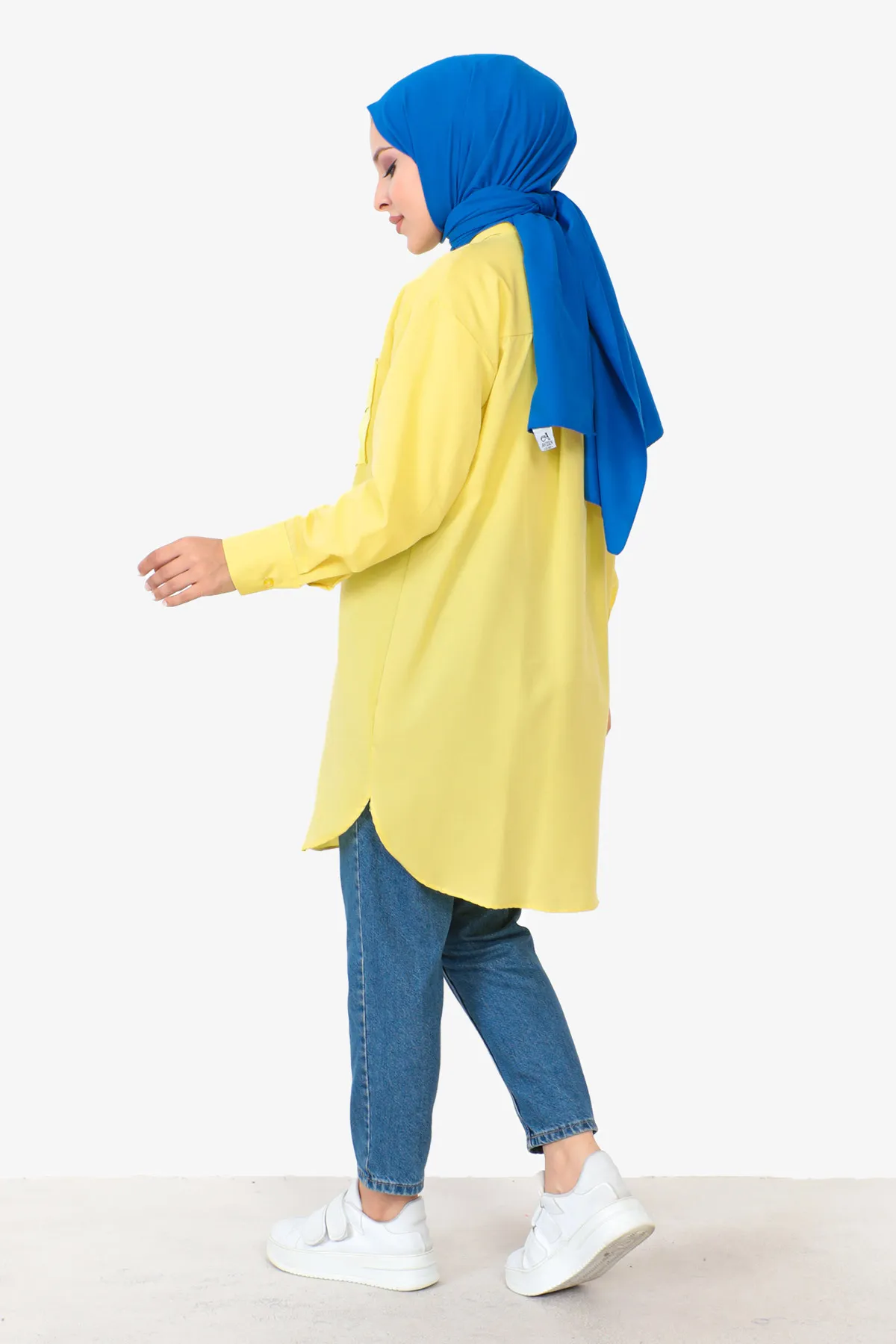 Tesettür Dünyası  Tunika mit Taschen TSD230903 Gelb