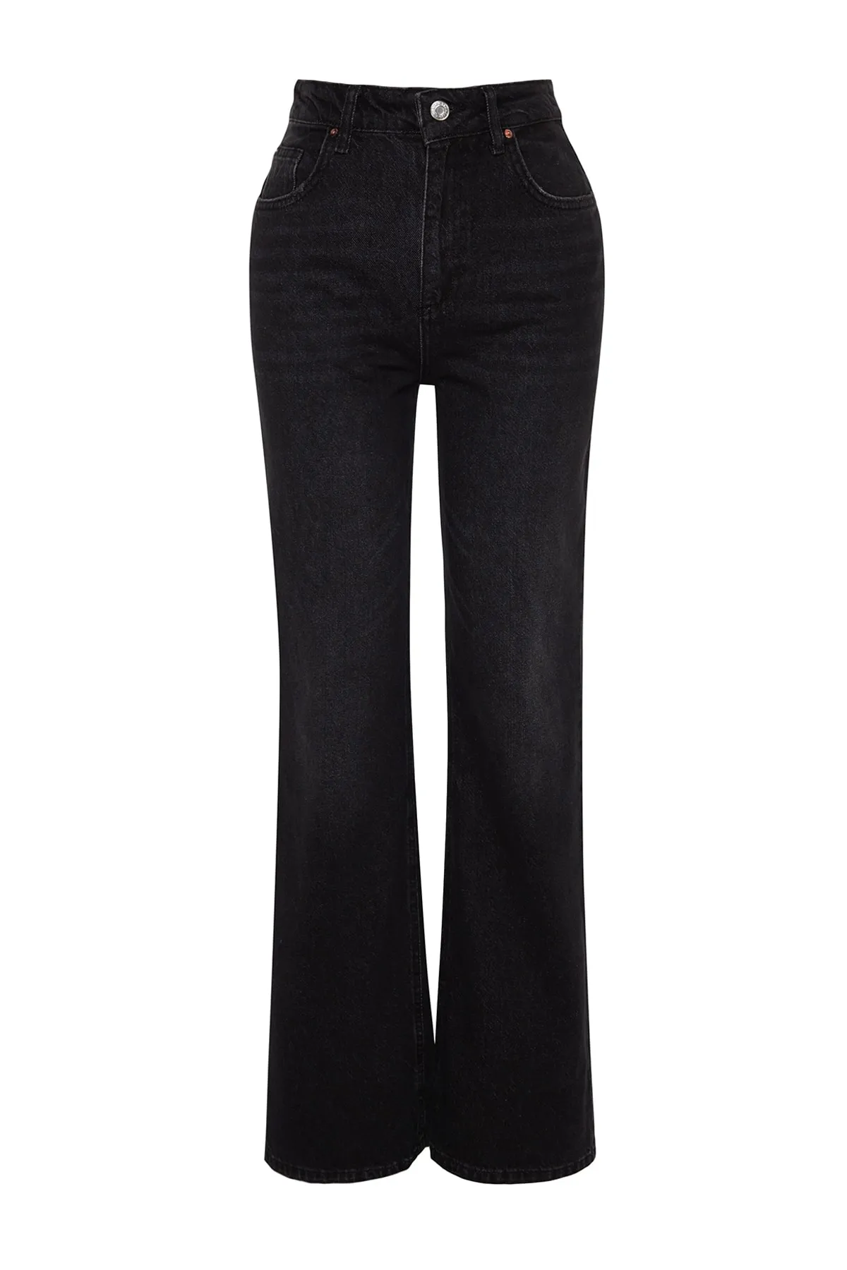 Trendyol Collection  Schwarze Jeans mit hoher Taille und weitem Bein TWOAW24JE00073