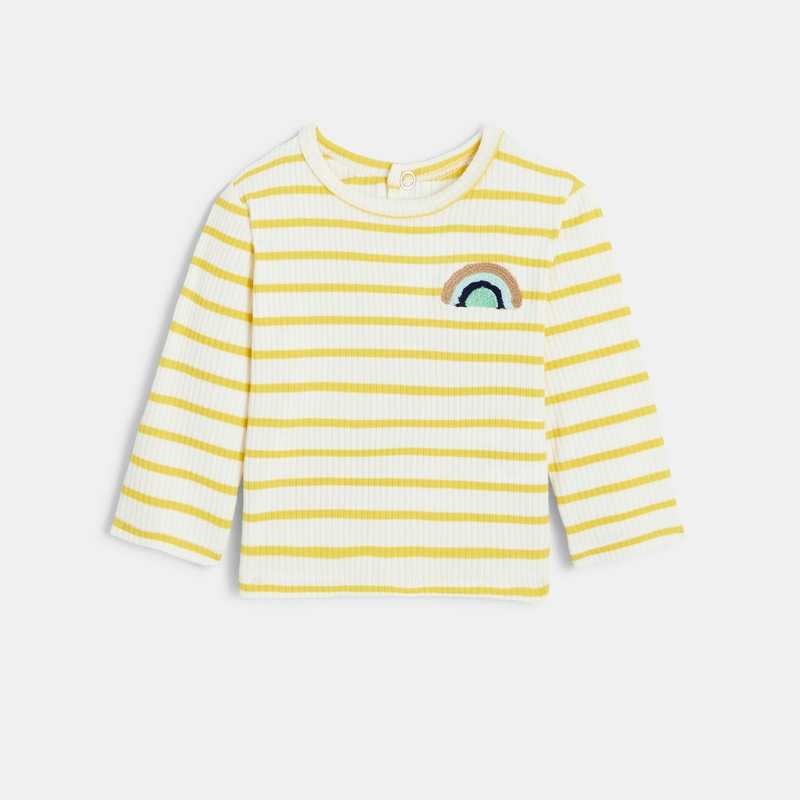 T-shirt bébé rayé jaune/écru Catimini
