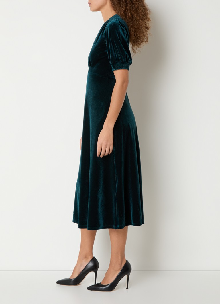 Abito midi in velluto con maniche a sbuffo di Hobbs Dormer.