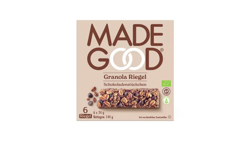 MADEGOOD Bio Granola Riegel mit Schokoladenstücken 144 g