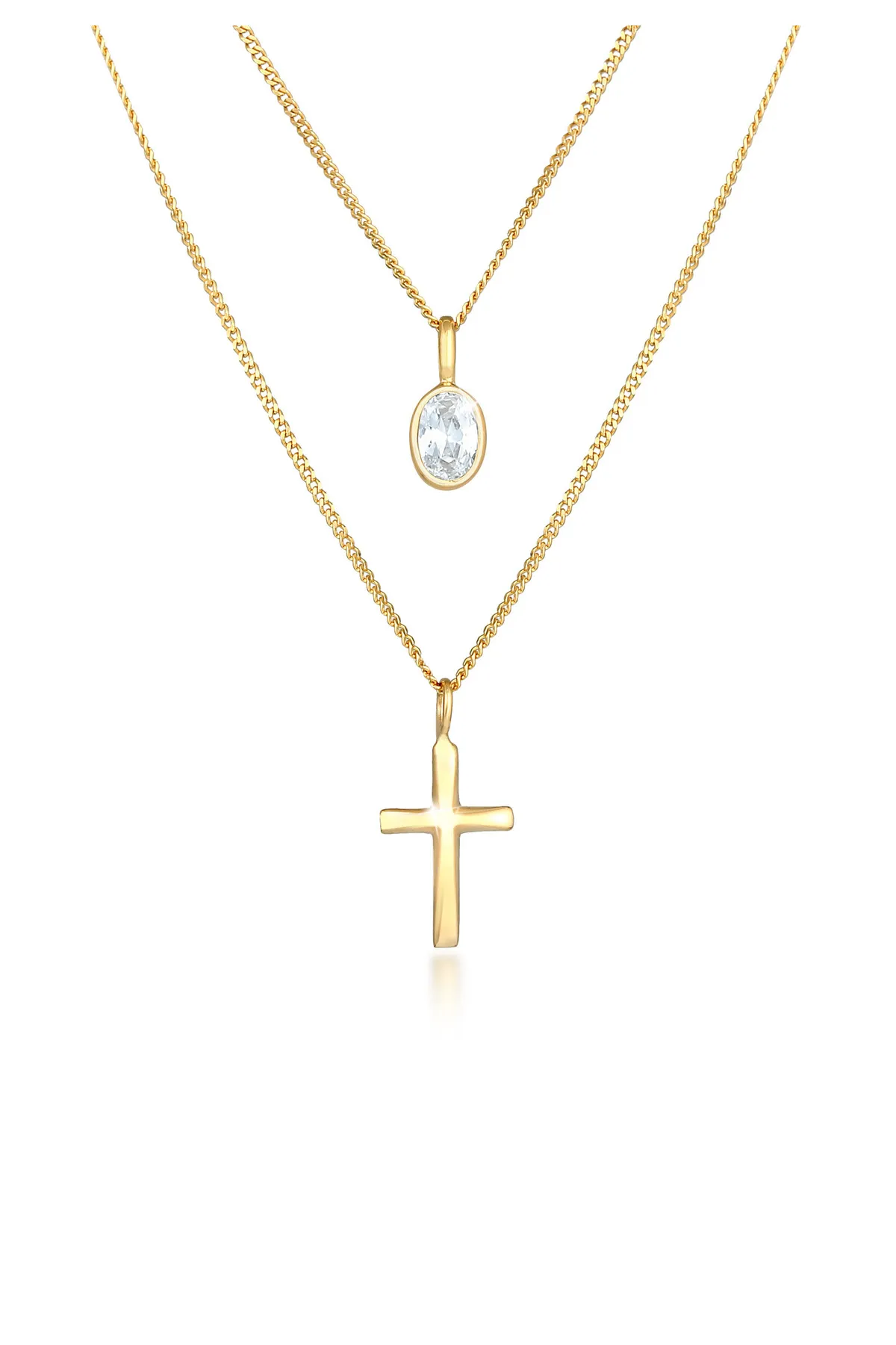 ELLI  Halskette Layer Zirkonia Kreuz Glaube 925 Silber