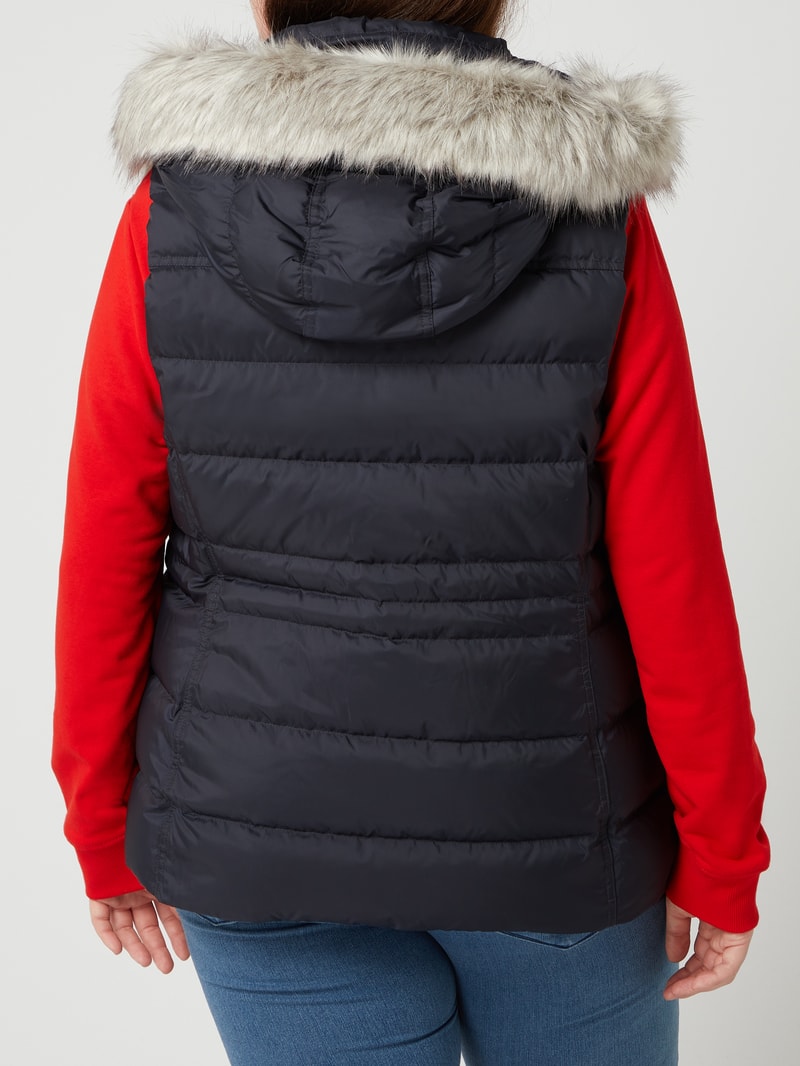 PLUS SIZE Daunenweste mit abnehmbarer Kapuze in marineblau