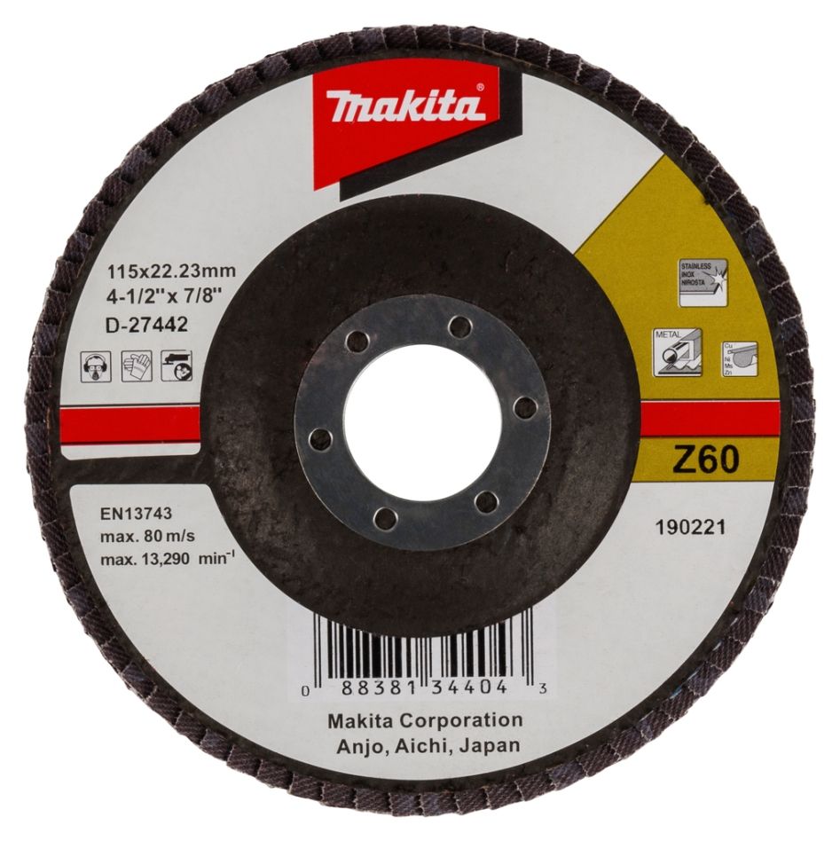 Makita Zubehör D-27442 Lamellenschleifscheibe 115 mm K60 (1 Stück)