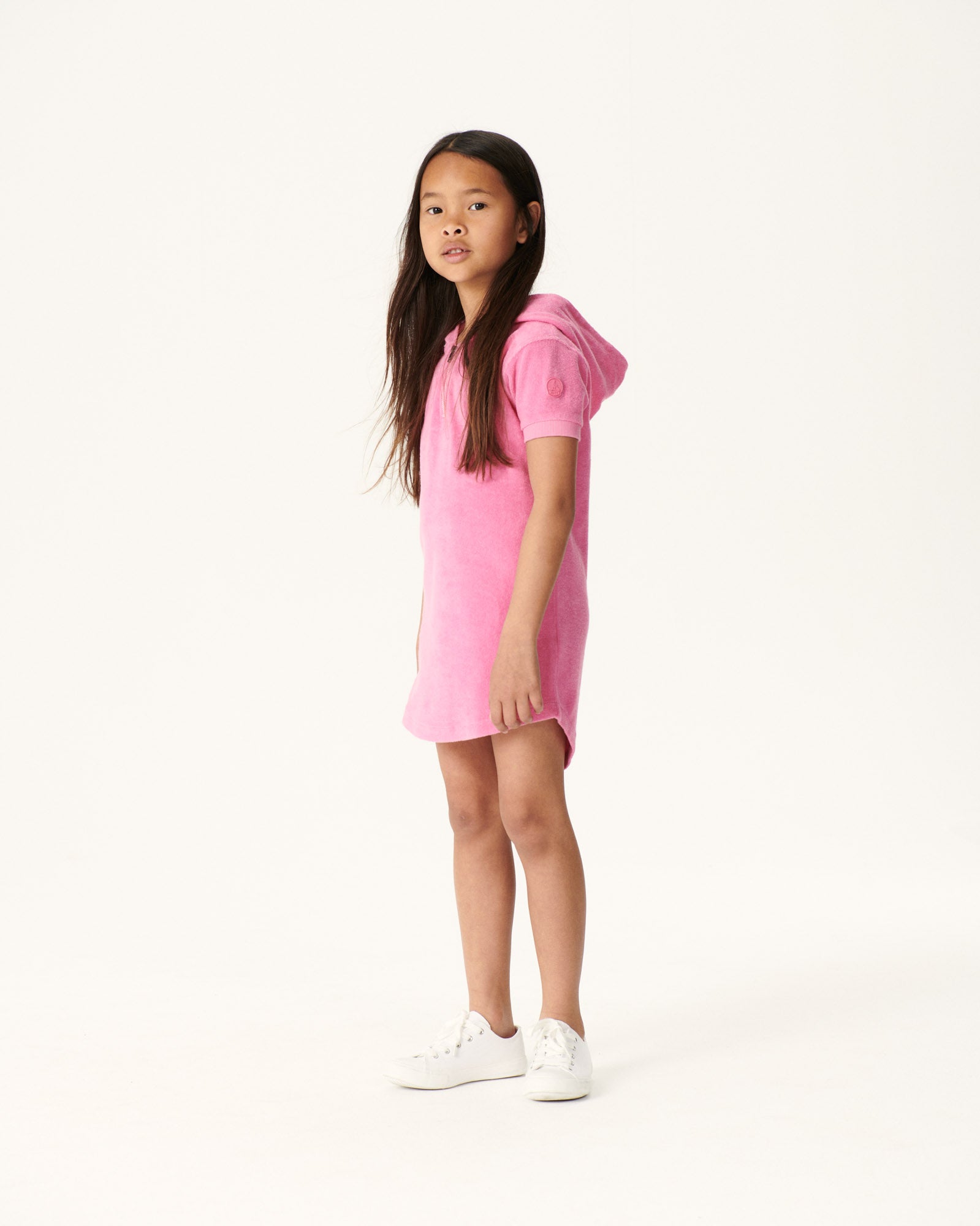 Robe éponge à capuche Rose intense enfant Mini