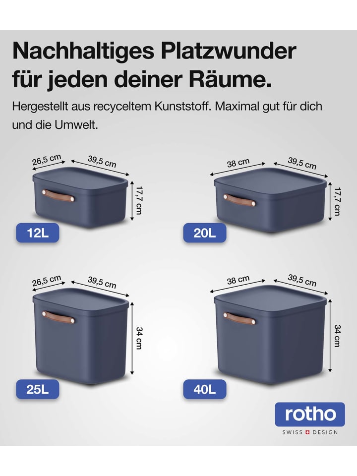 Rotho 4er-Set Kiste mit Deckel Maloja 40l in Midnight blau günstig kaufen onesize