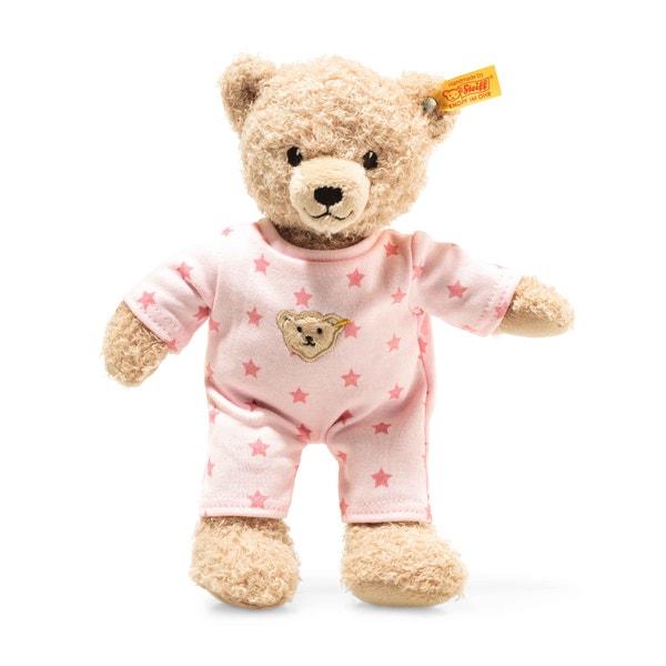 Teddybär Mädchen Baby mit Schlafanzug, 25 cm, rosa