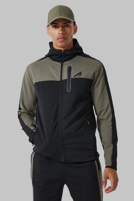 Active Colorblock Trainingsanzug mit Kapuze und Trichterkragen