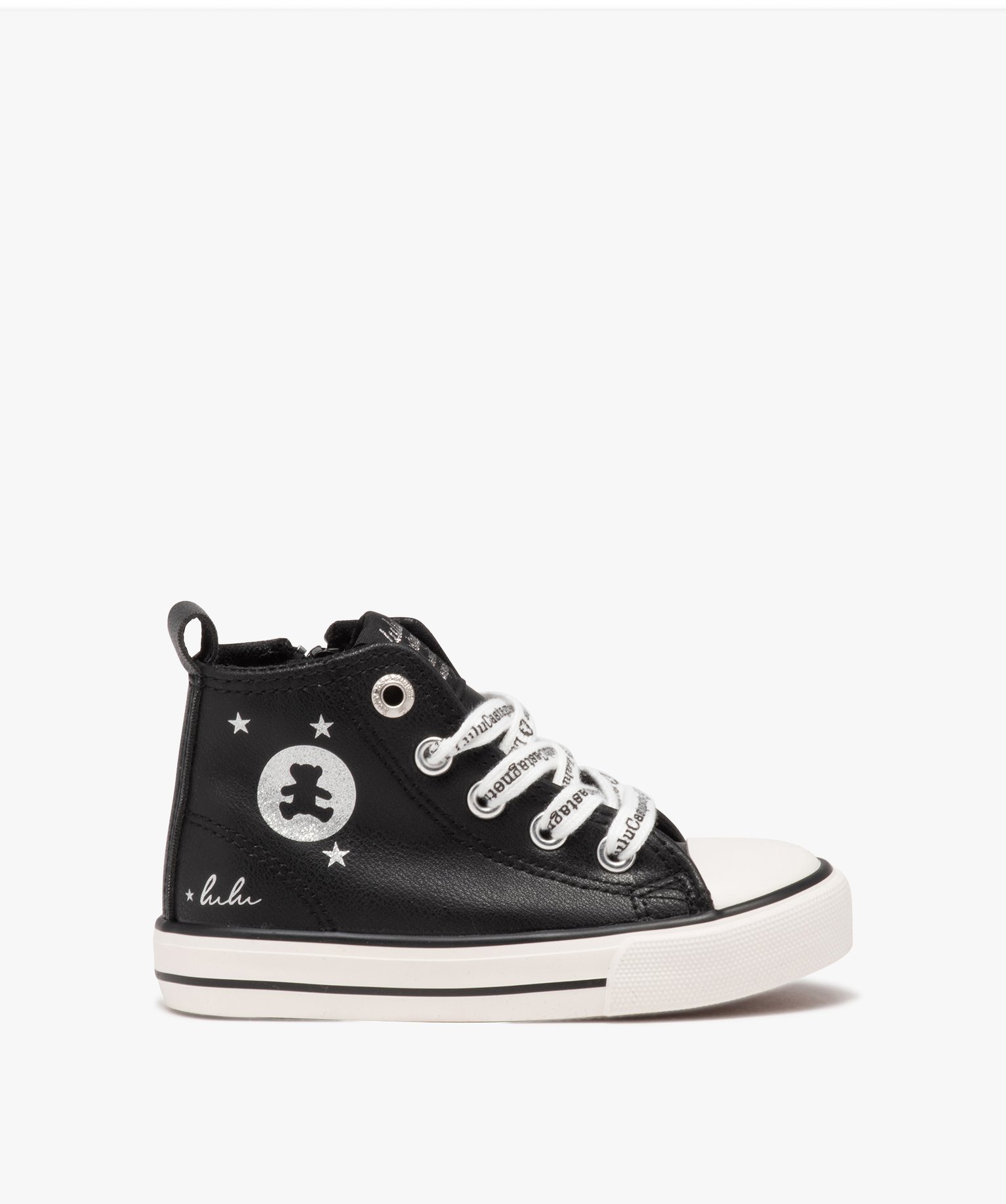 Baskets fille mid-cut unies à zip et à lacets - LuluCastag... noir | GEMO