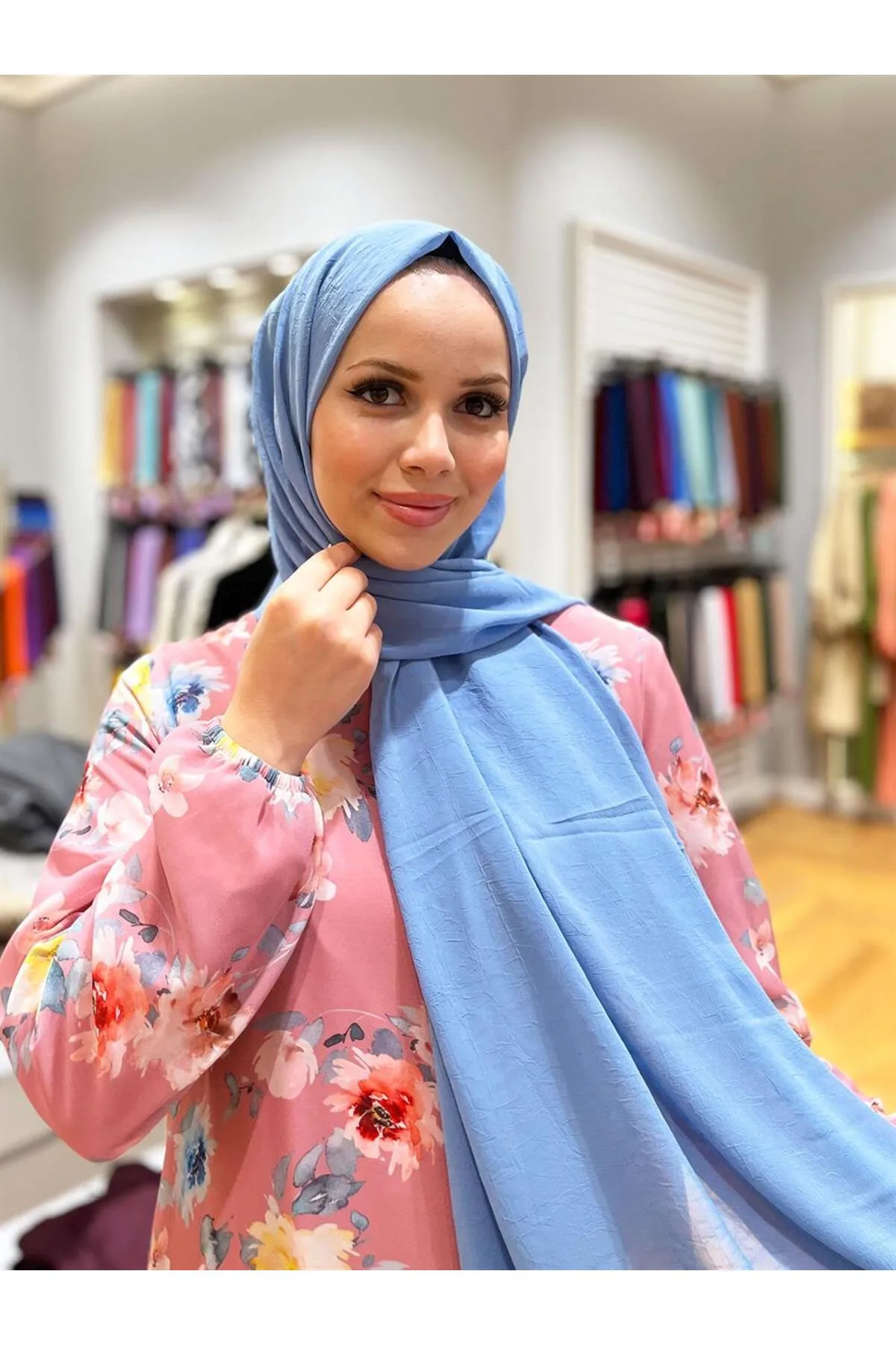 Armine  Trend Crinkle Chiffon-Schal – Atskrn-26 – Blau
