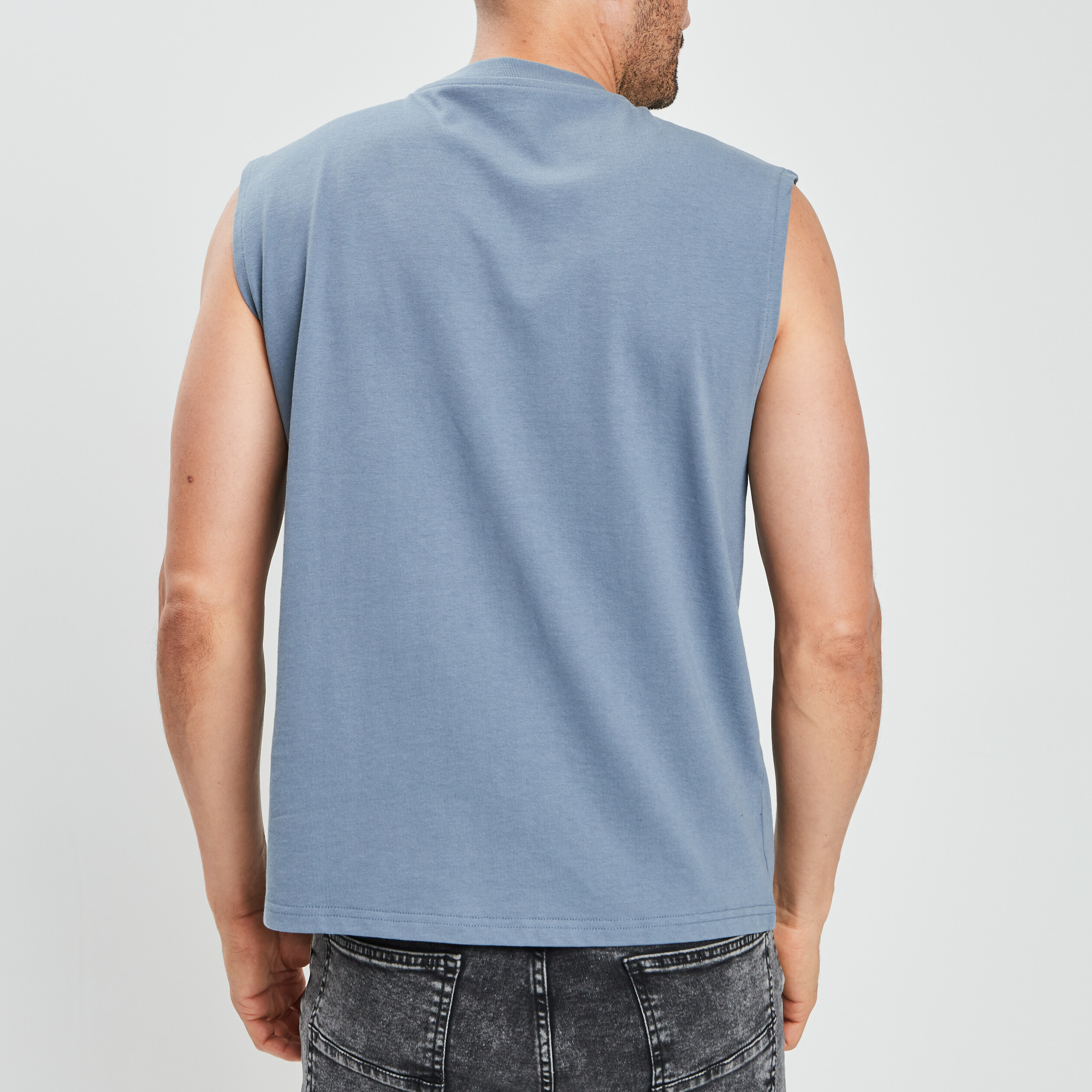 T-shirt sans manches bleu gris homme | La Halle