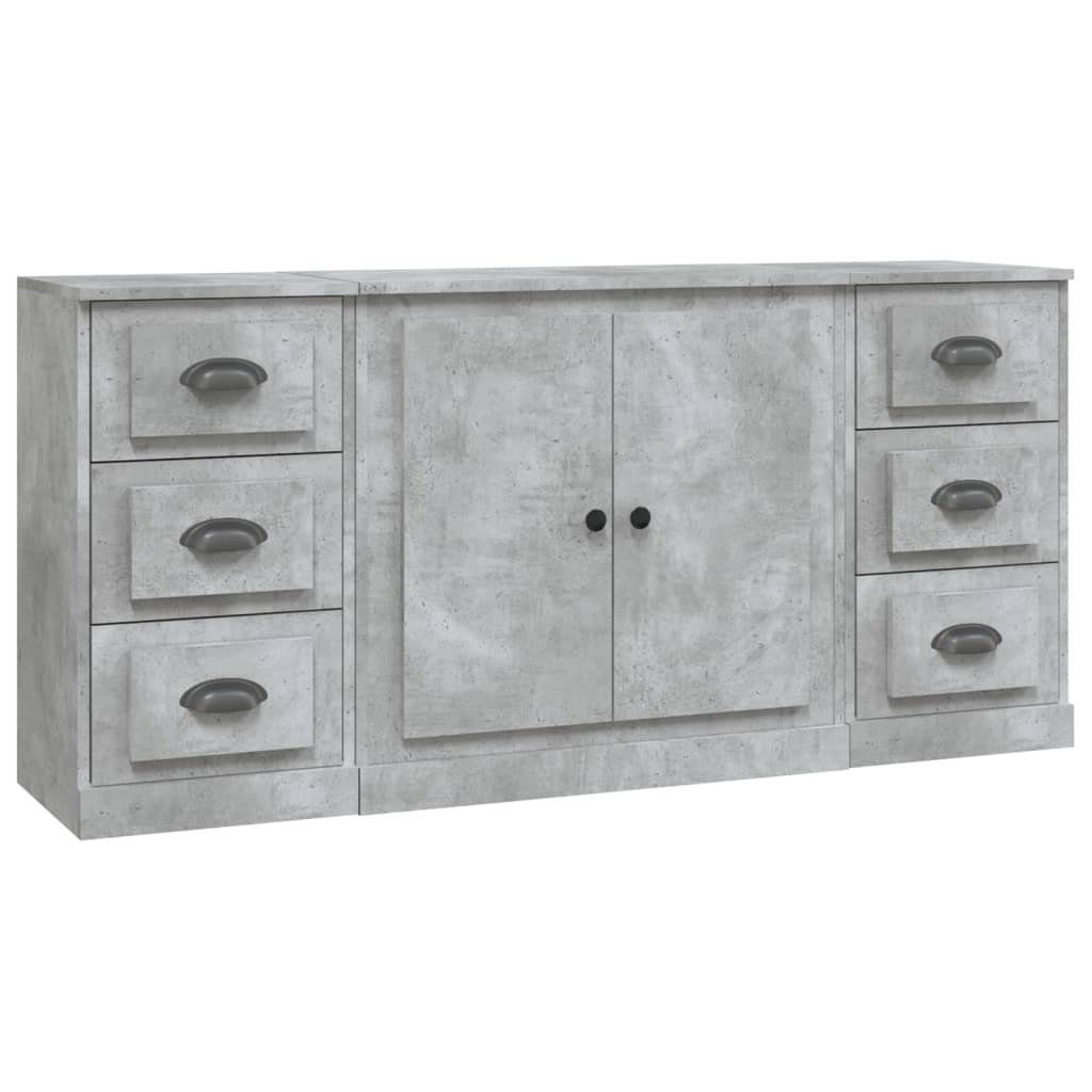 vidaXL Sideboard Sideboards 3 Stk. Betongrau Holzwerkstoff (3 St)