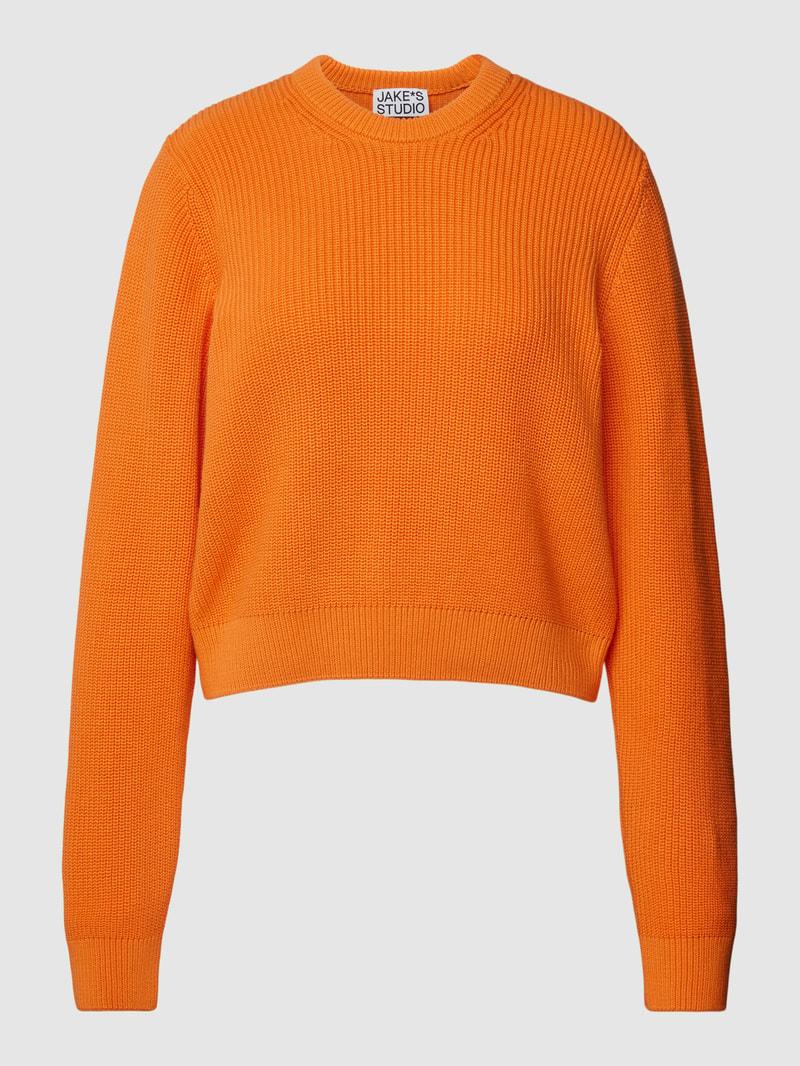 Strickpullover mit Rundhalsausschnitt in orange