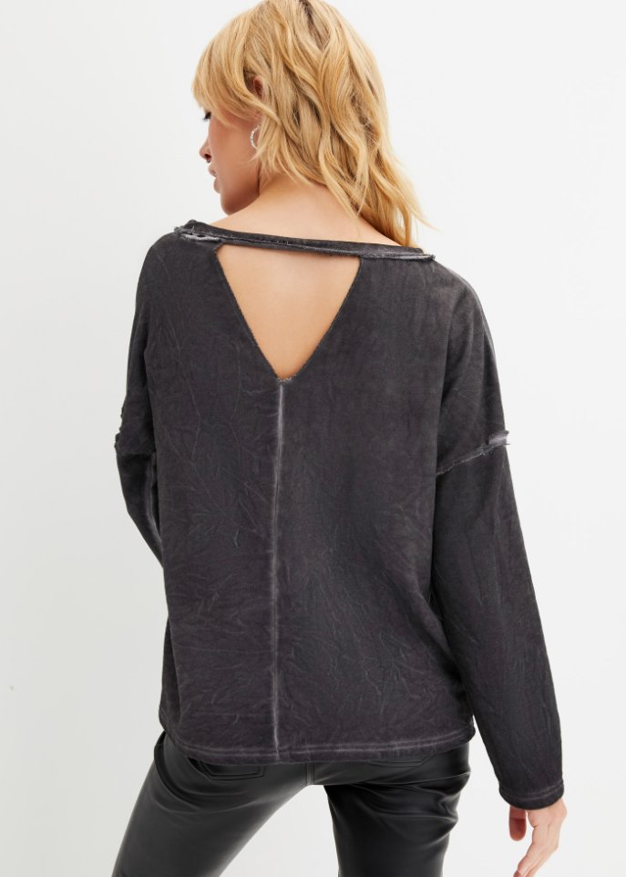 Sweatshirt im Used-Look mit Rückenausschnitt