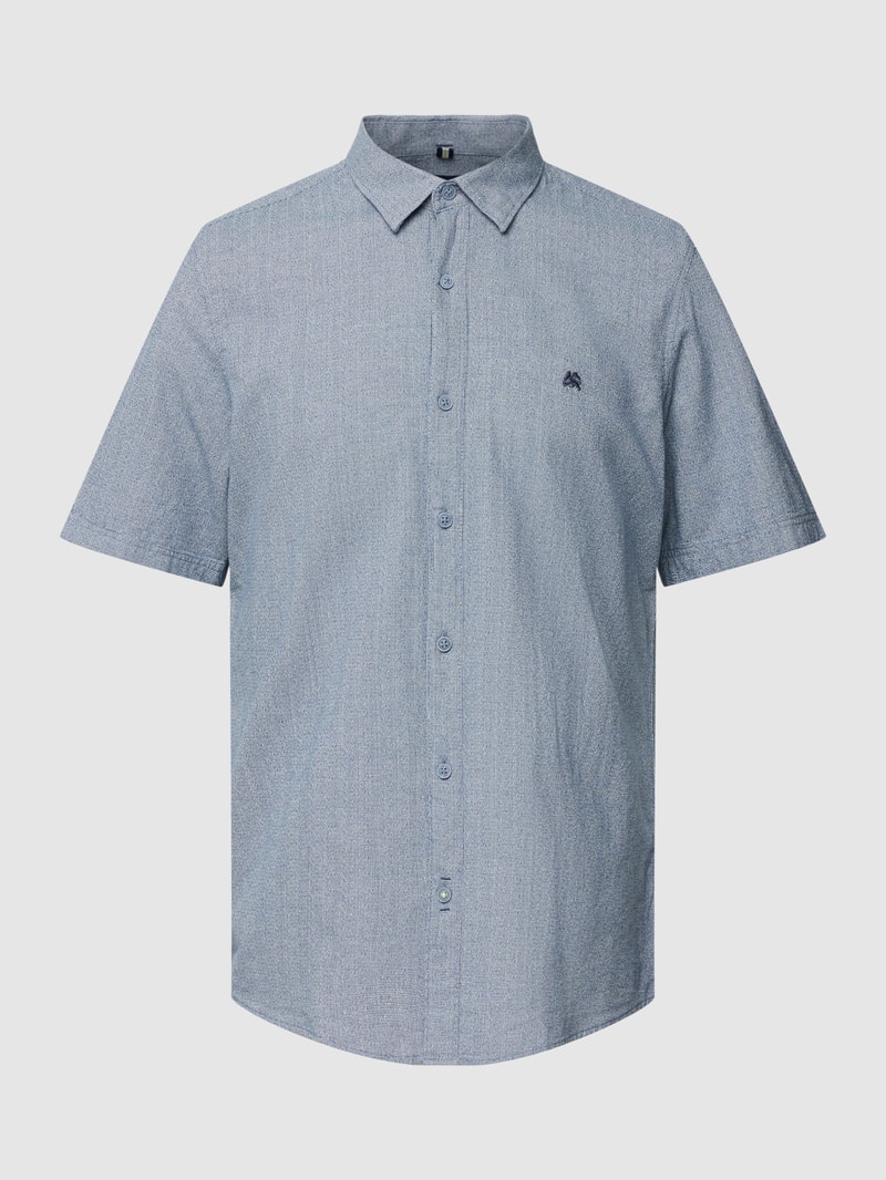 Freizeithemd mit Label-Stitching in rauchblau