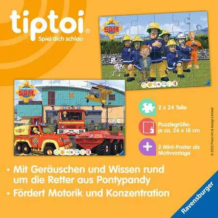 Kinderpuzzle ab 4 Jahren - tiptoi® Puzzle für kleine Entdecker: Feuerwehrmann Sam - 24 Teile