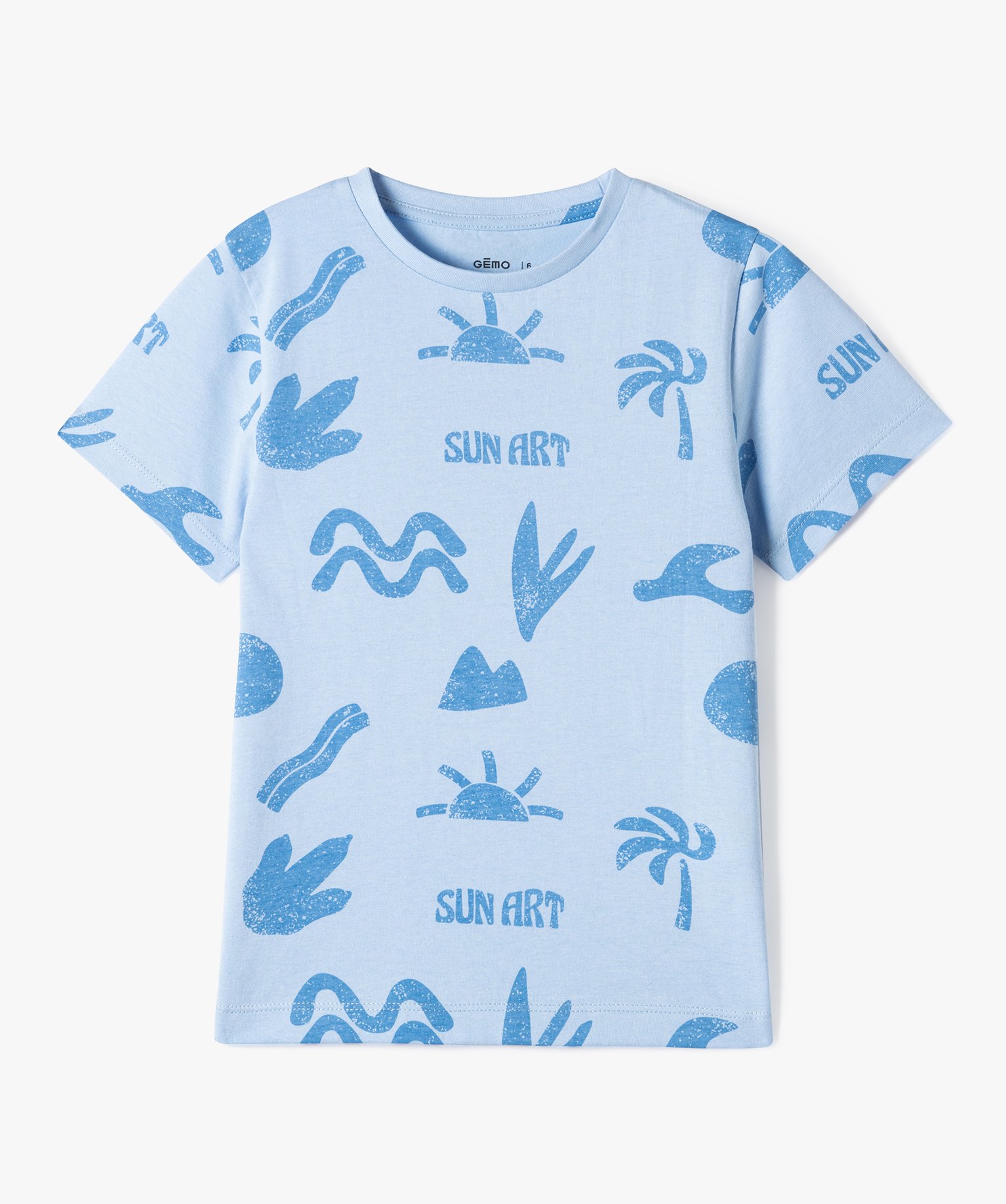 Tee-shirt Garçon à manches courtes avec motifs estivaux bleu | GEMO