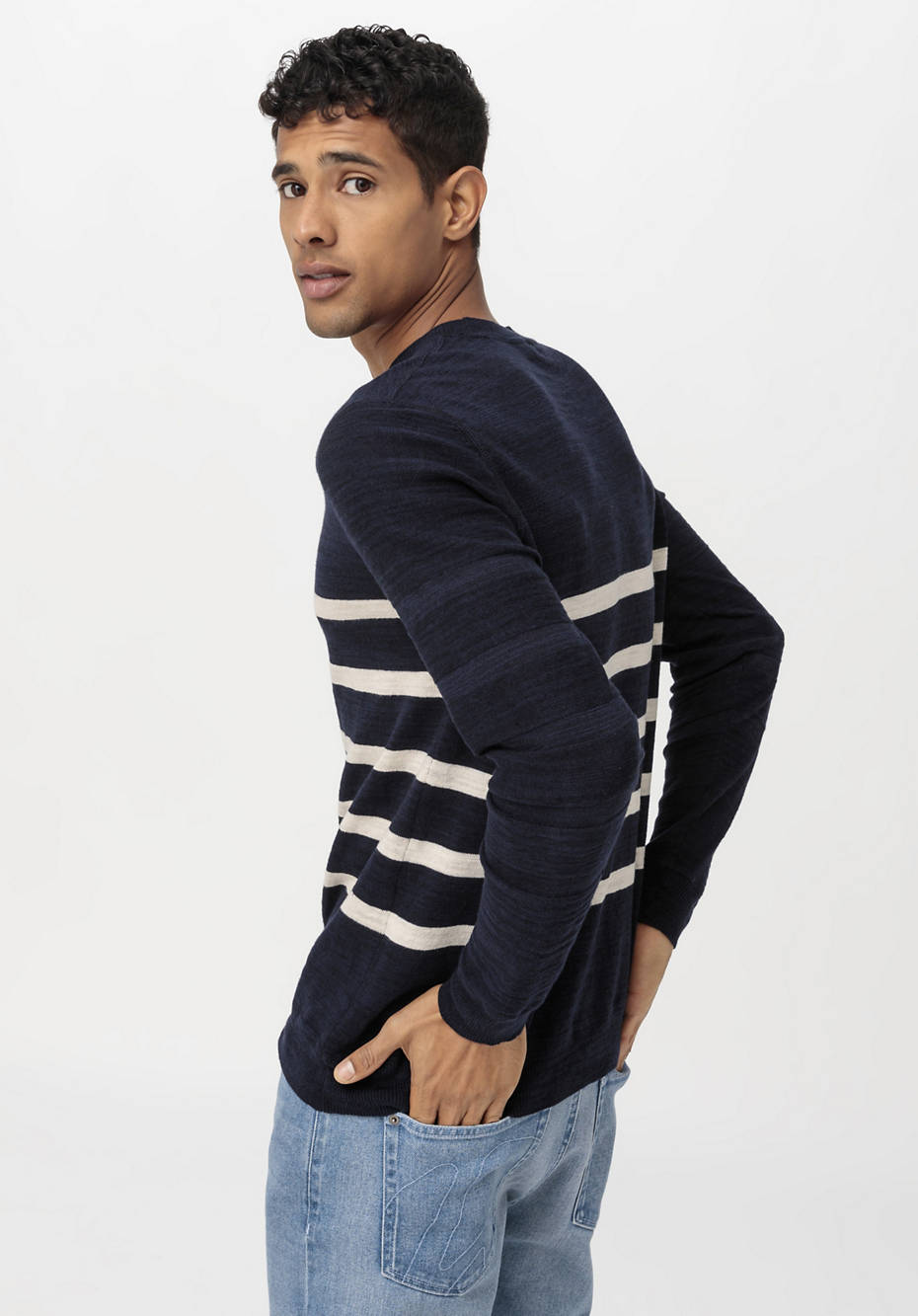 Streifen-Pullover aus Leinen mit Bio-Baumwolle