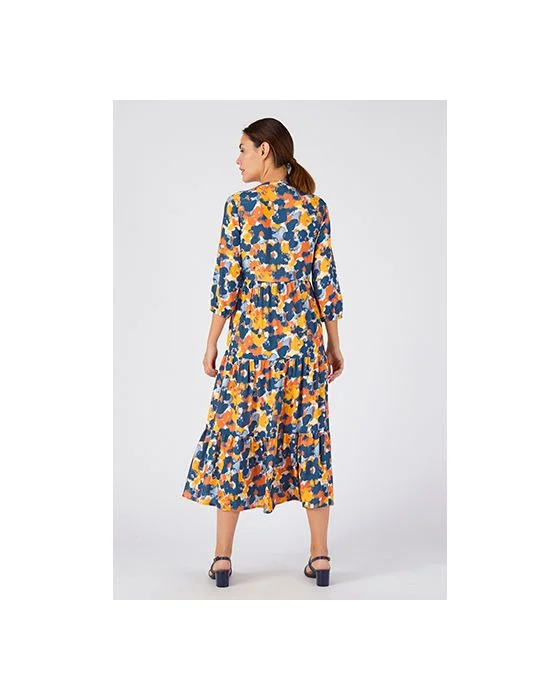 Robe longue imprimée à volants