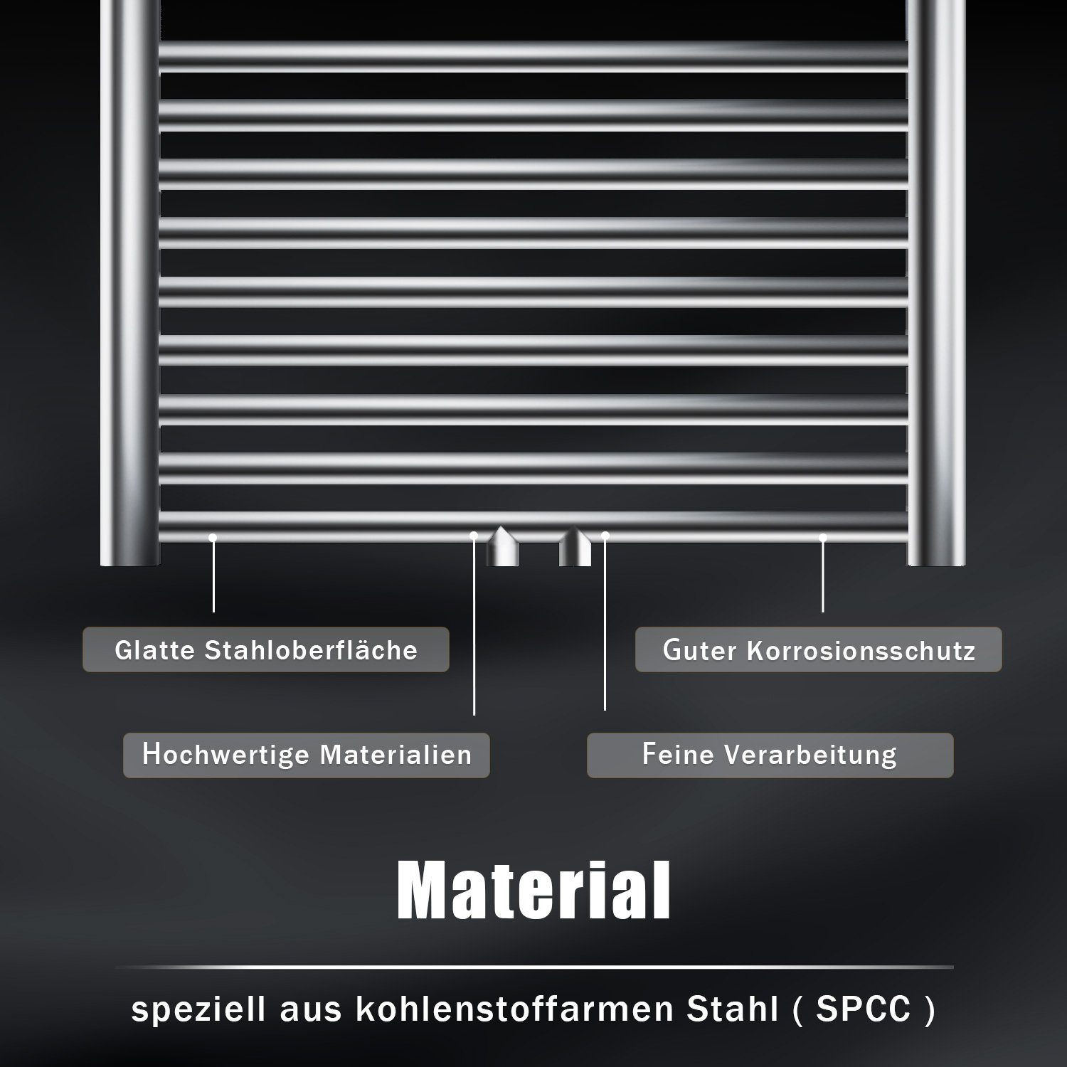ELEGANT Badheizkörper Handtuchheizkörper Bad Handtuchwärmer Handtuchtrockner, Anthrazit, Mittelanschluss, mit/ohne Multiblock