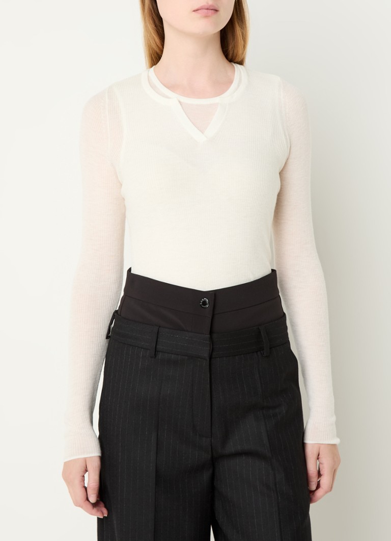 Sandro Semi-transparent ribbed knit top with stretch
