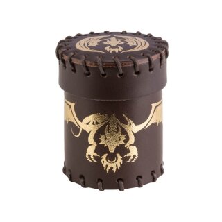 Flying Dragon Leather Dice Cup Brown & Golden