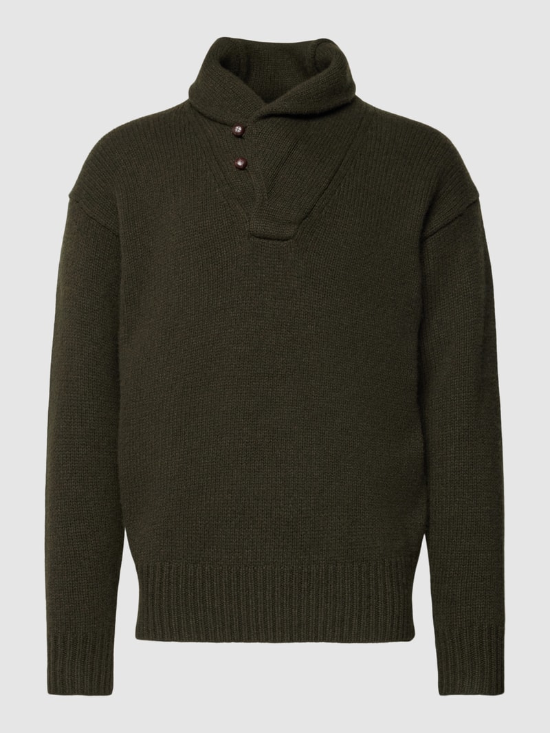 Strickpullover mit überschnittenen Schultern in olivgrün meliert