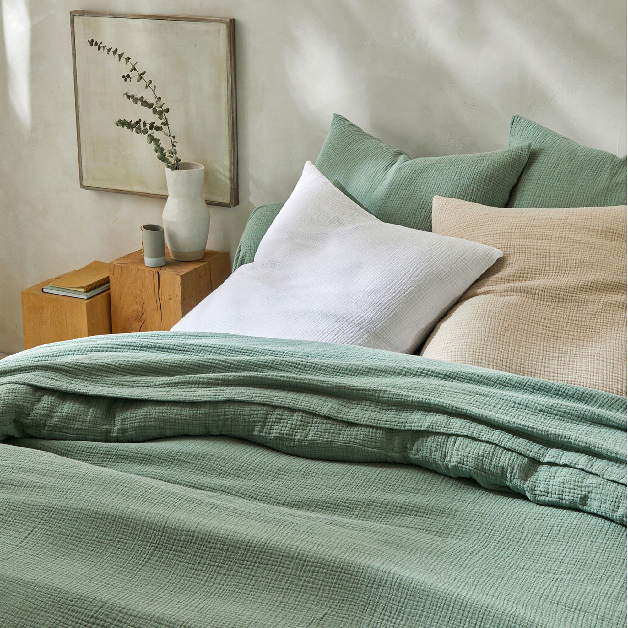 Linge de lit uni en triple gaze de coton