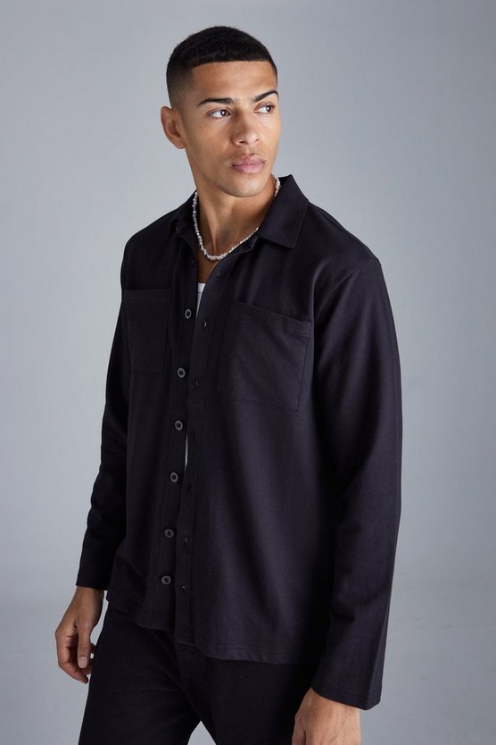 Utility-Overshirt aus Jersey mit Knopfleiste