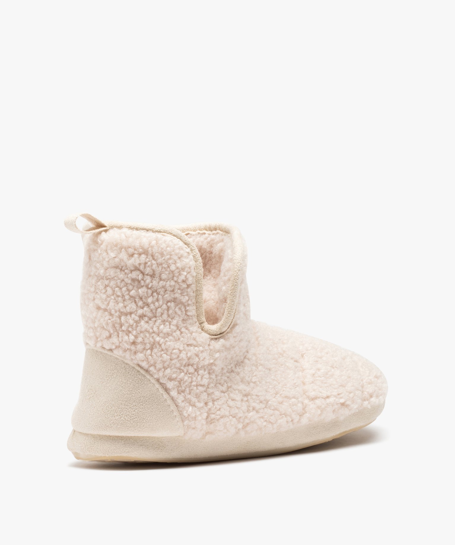 Chaussons boots femme en maille bouclette - Apollo beige | GEMO