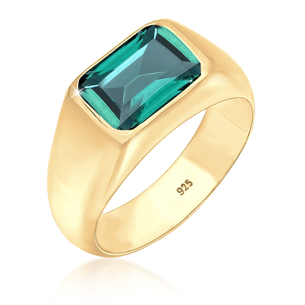 Elli PREMIUM Elli PREMIUM Bague PREMIUM-Cachet Classique Bague Femme-Plaqué Or Argent (925/100 Bague