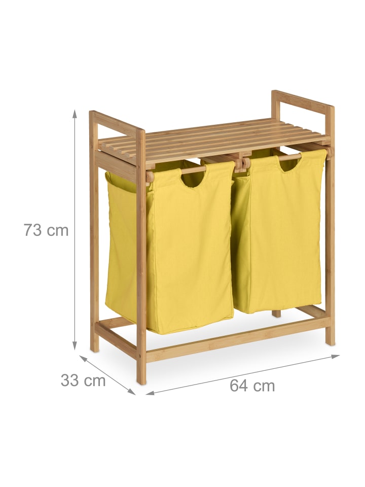 relaxdays Wäschekorb Regal in Natur/ Gelb - (B)64 x (H)73 x (T)33 cm günstig kaufen onesize