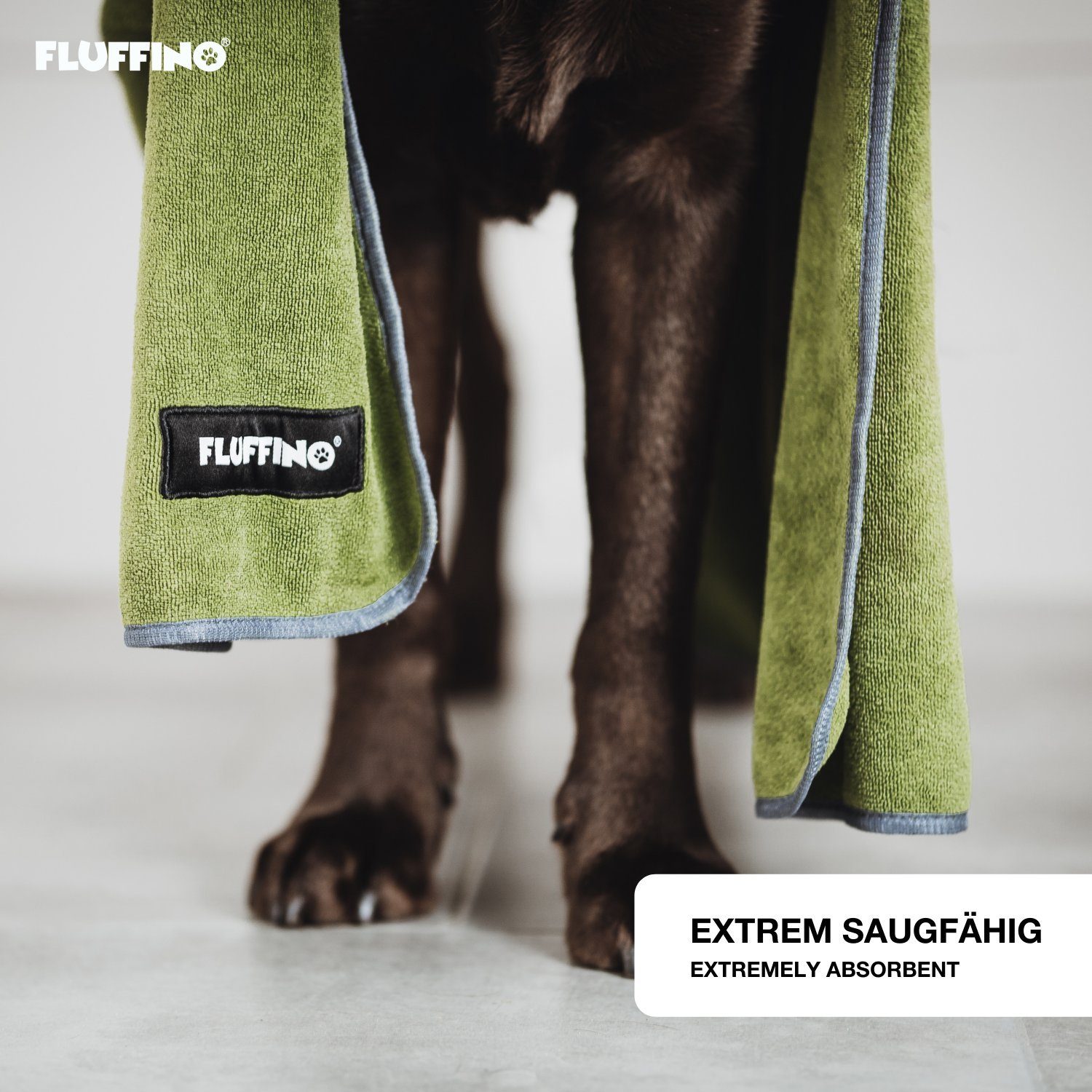 FLUFFINO® Hundehandtuch Mikrofaser – 2er-Pack - 120 x 70 cm - Grau & Grün, (2-St)