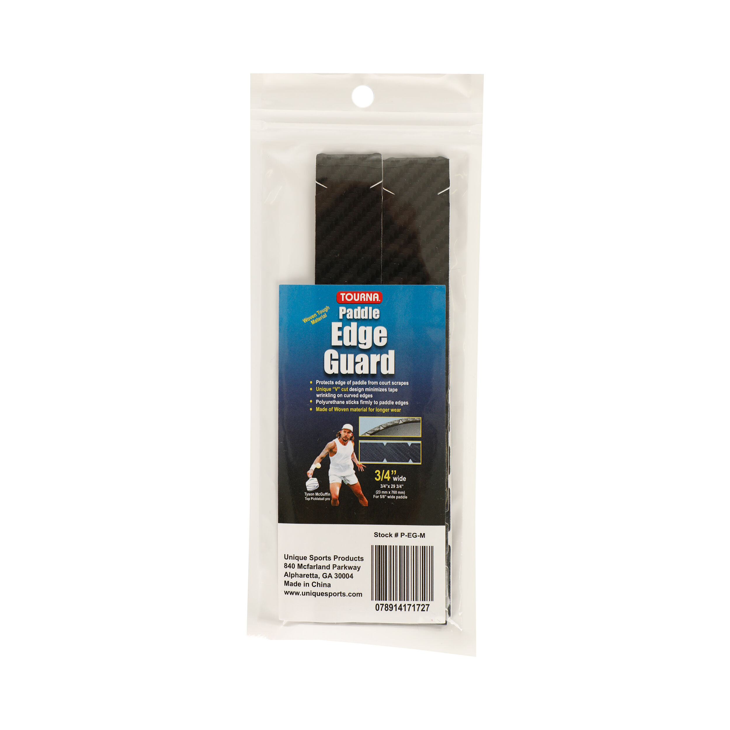 Padel Edge Guard Wooven 16mm Pickleball Rahmenschutzband - Schwarz