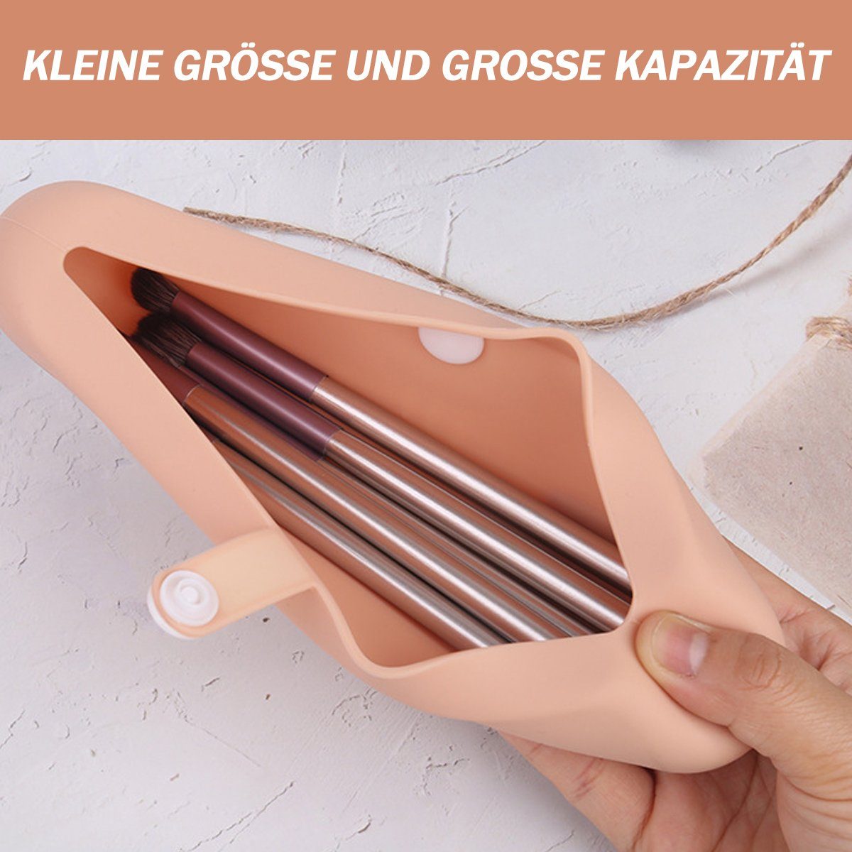 Jormftte Kosmetikkoffer Makeup Pinsel Halter Silikon,Tragbarer Kosmetiktasche,für Reisen