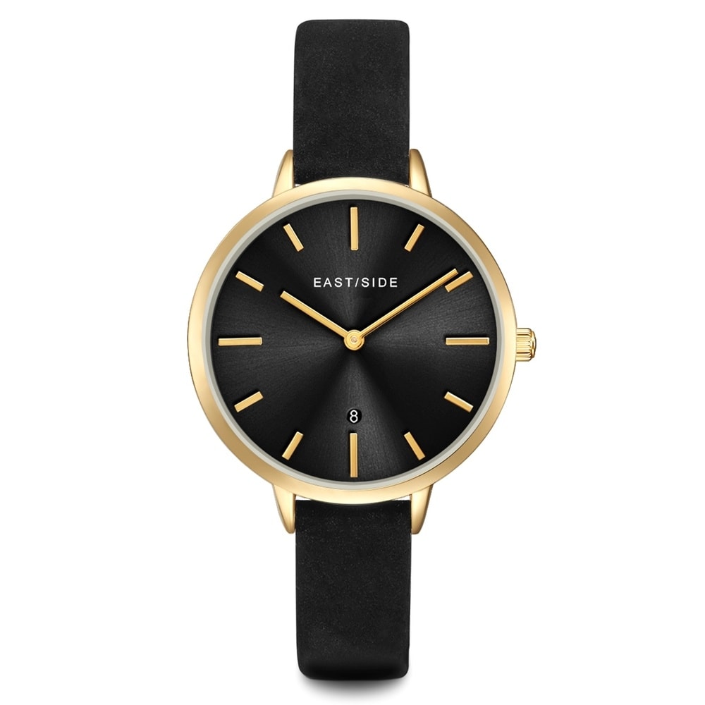 EASTSIDE Montre à quartz Classic en Or jaune Cuir véritable en Noir Montre