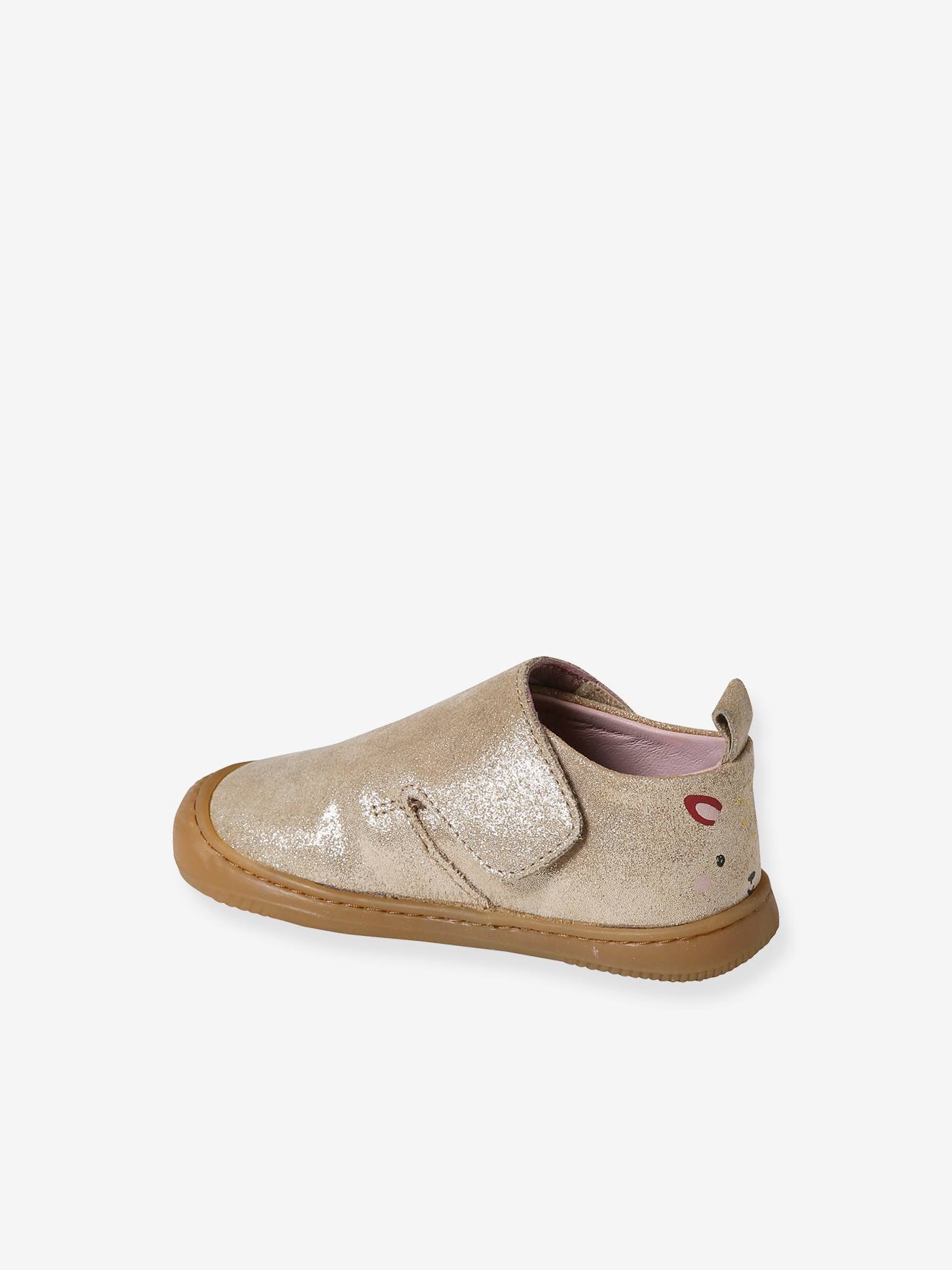 Vertbaudet Baby Hausschuhe mit Klettverschluss - gold