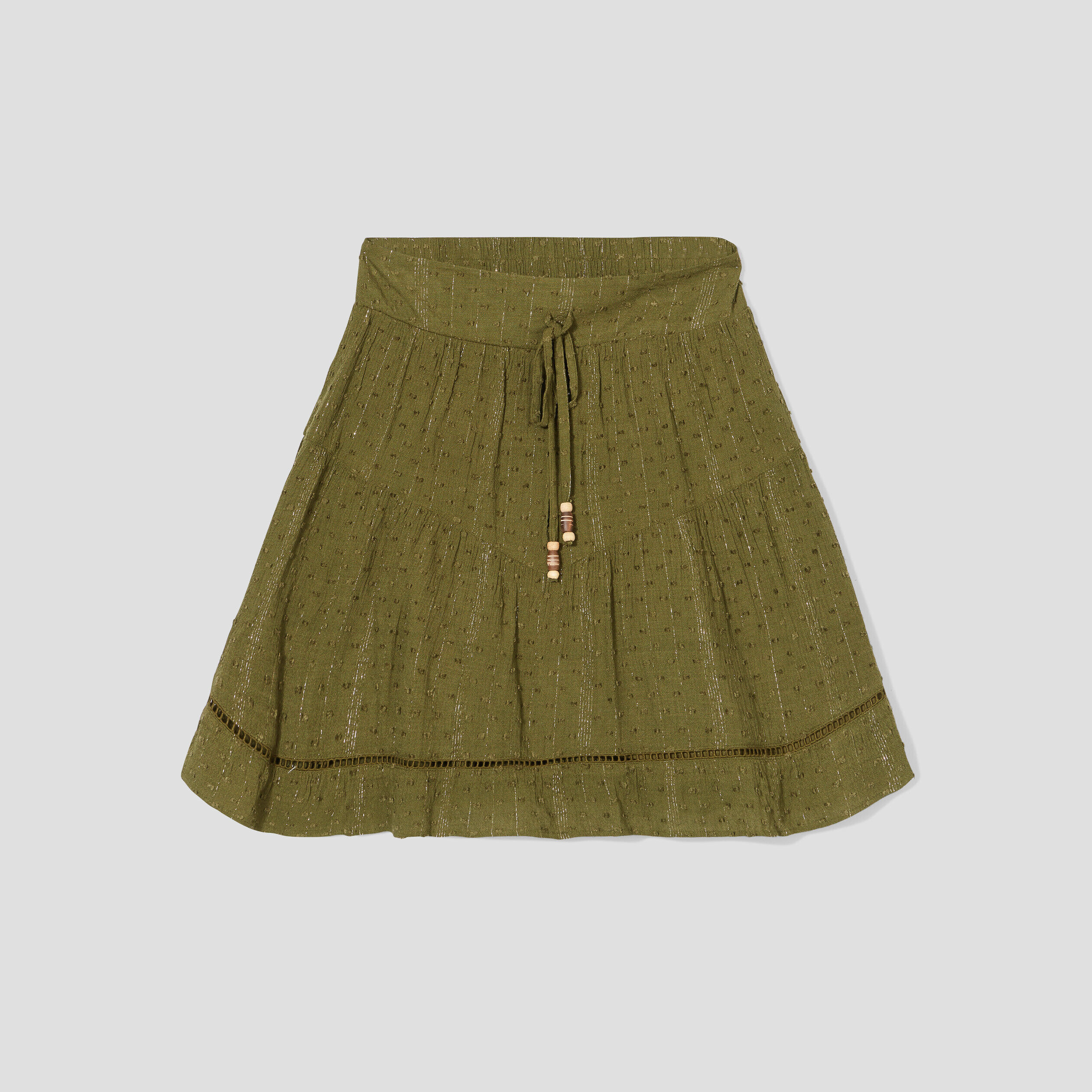 Jupe courte évasée vert foncé femme | Cache Cache