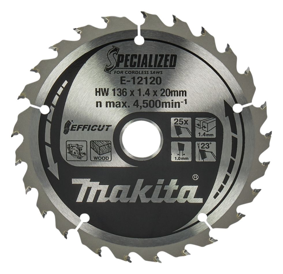 Makita Zubehör E-12120 Holzsägeblatt 136x20x1,5 25T