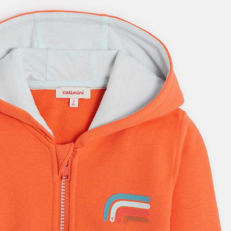 Cardigan bébé garçon orange en coton recyclé Catimini