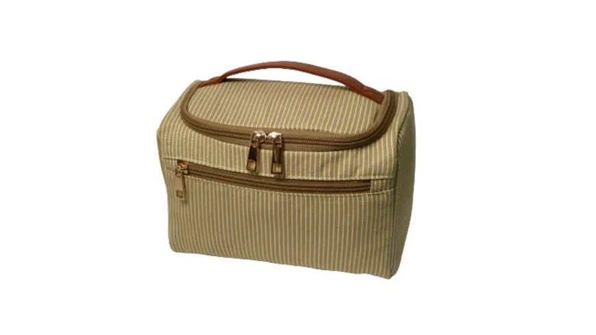 KANIA Kulturtasche mit Lederhenkel beigeweiss