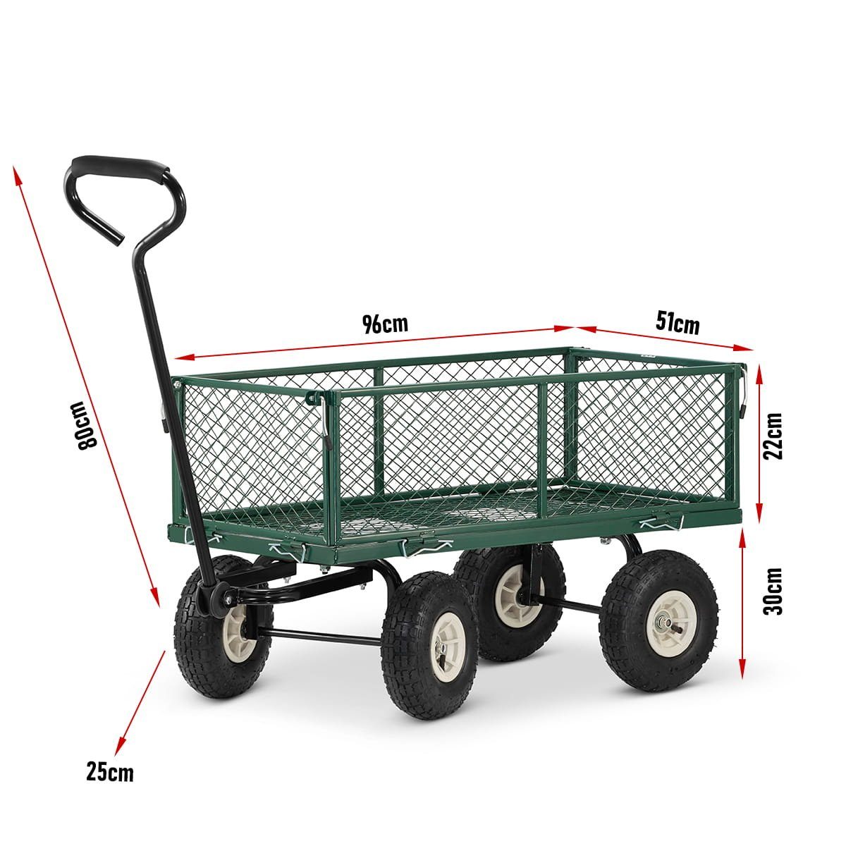 Masterman24 Transportwagen Gartenwagen, mit Profilreifen, 450kg belastbar herausnehmbare Plane