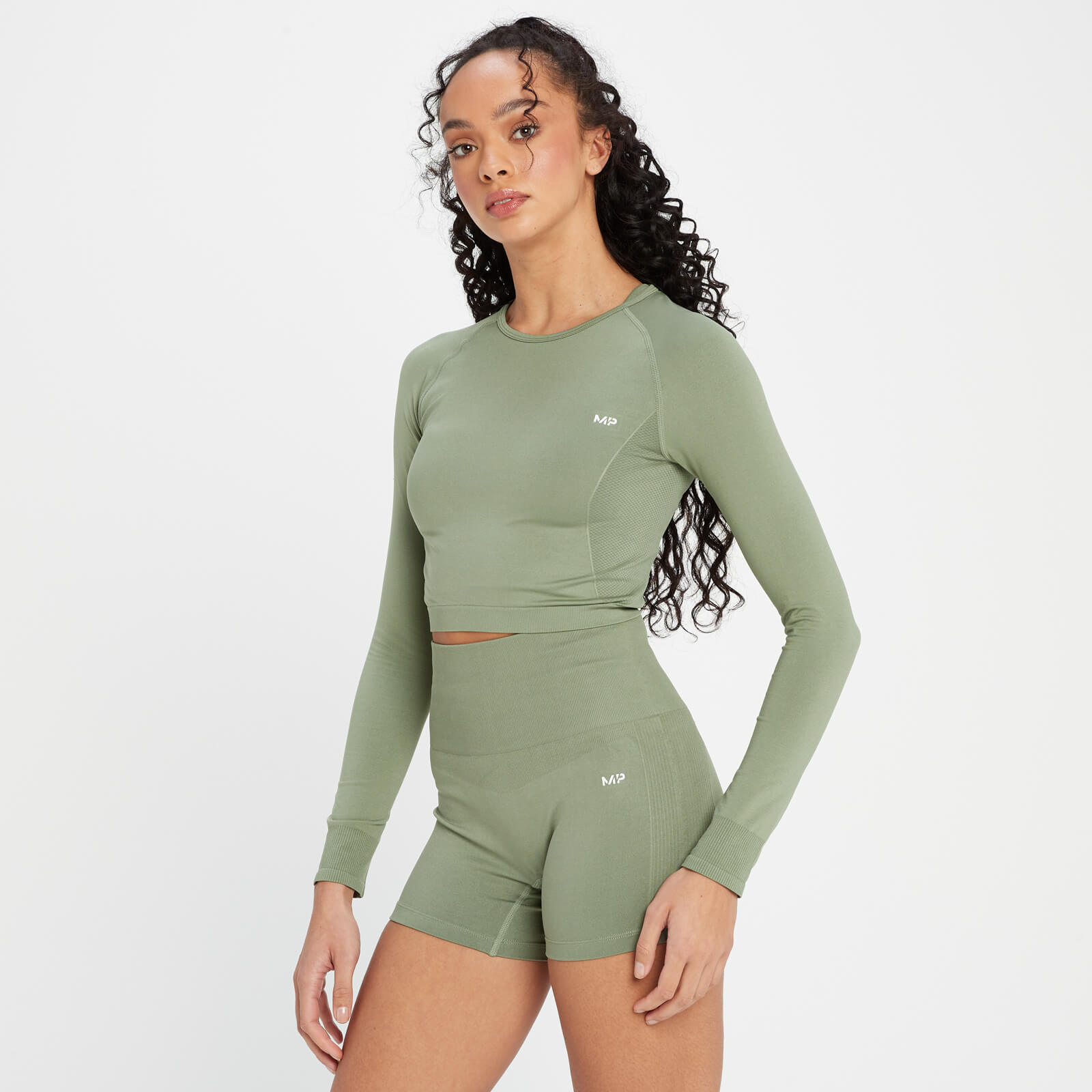 Crop top sans coutures à manches longues MP Shape pour femmes – Jade délavé